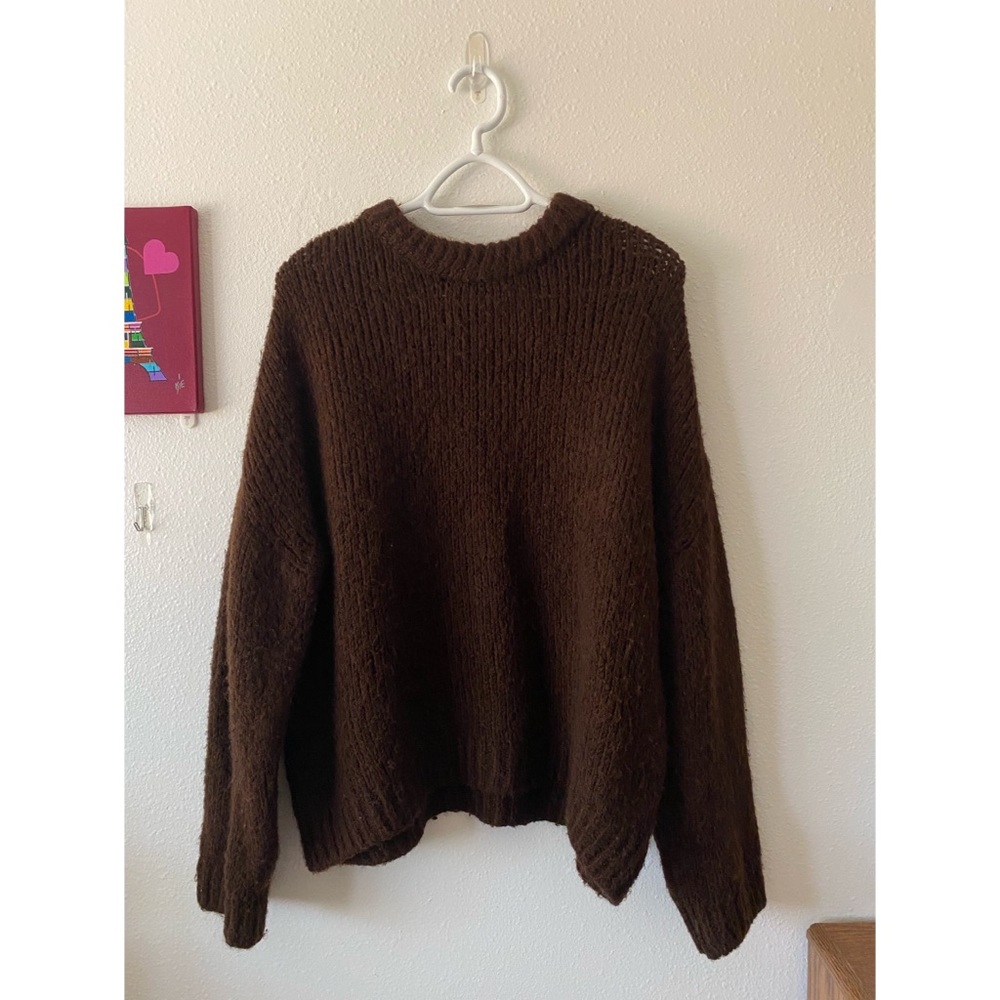Mango brown chunky-knit Darya sweater